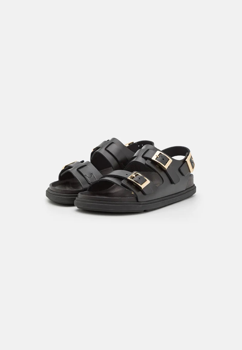 BIRKENSTOCK CANNES EXQUISITE HIGH SHINE BLACK LEATHER NARROW