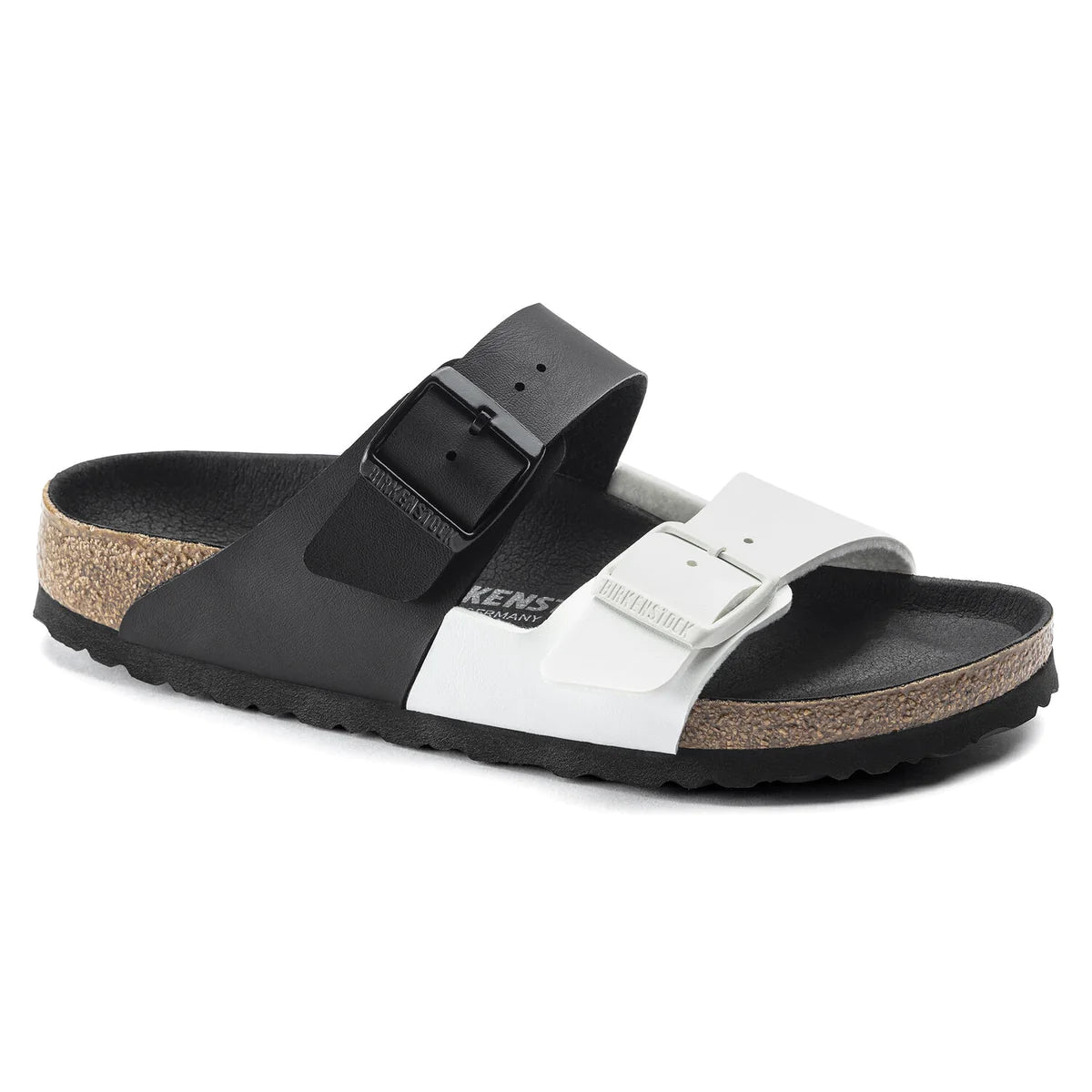 BIRKENSTOCK ARIZONA BLACK WHITE BIRKO FLOR NARROW