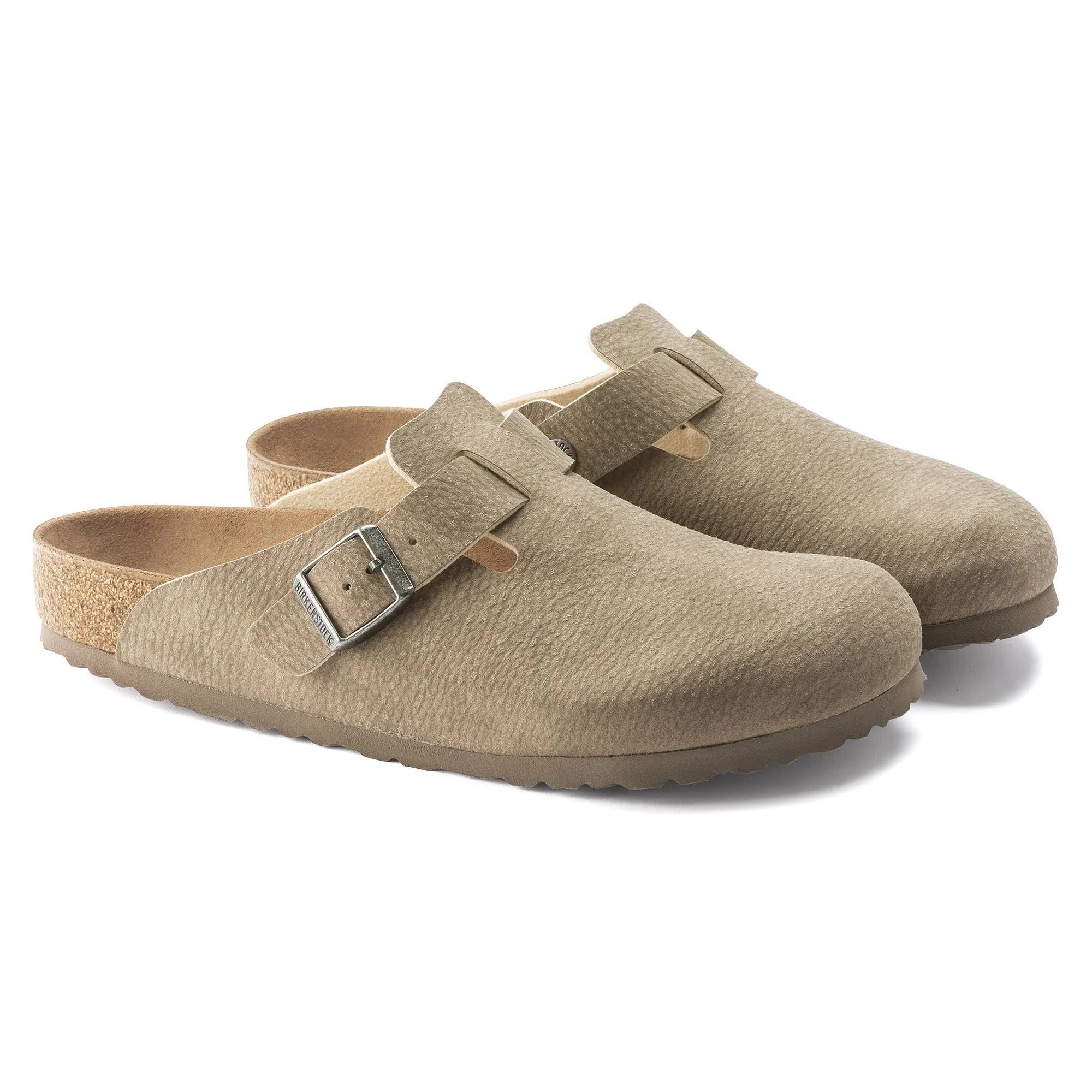 BIRKENSTOCK BEND EGGSHELL GRAY TAUPE LEATHER SUEDE NARROW